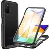 CENHUFO Cover Samsung A03s, Custodia Samsung A03s Antiurto 360 Gradi con Protezione Schermo Integrata Rugged Trasparente Case Doppia Faccia Bumper Fronte Retro Cover per Samsung Galaxy A03s -Nero