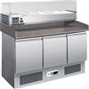 FORCAR Banco Pizza Statico S903PZ in Acciaio AISI 304 - 3 Porte e Piano in Granito - Capacità Lt 368