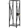Outsunny Portalegna da Interno ed Esterno Salvaspazio in Metallo con Paletta, Scopino, Attizzatoio e Pinza, 34x34x111cm, Nero|Aosom