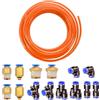 HUAZIZ 6mm OD 4mm ID Aria Pneumatica PU Tubo, 10M Tubo per Aria Poliuretano arancia + 8 Pcs 6mm 1/4 Pneumatico Connettore Raccordo per Tubo dell'aria Raccordi a Innesto Rapido a Innesto Connettori