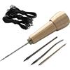 Co-link Rame con punteruolo 4 aghi da cucito a Stitcher'Shoe Repair ToRame con punteruolo 4 aghi da cucito a Stitcher Shoe Repair Tool Kit con 9m filo di nylon per riparazioni fai da te, in pelle, da donna, in tela（oro+ Nero)