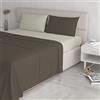 Italian Bed Linen Completo Letto 100% Cotone Natural Color, Matrimoniale, Marrone/Panna