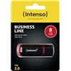 Intenso Business Line - Chiavetta USB da 8GB - Pendrive USB 2.0, nero, rosso