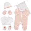 Kinousses Kit Nascita - 6 pezzi (pigiama, body, cuffietta, guanti, pantofole e borsa) Tutine per bambina - Regalo - Certificato OKEO-TEX - Design arcobaleno - 1 mese - Rosa