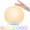 Suright Luce Notturna Bambini,Lampada da Comodino Ricaricabile USB,Luce Notturna LED con Luce Calda Dimmerabile Progressive&Luce a 7 Colori,Touch&Interruttore,Timer per Cameretta,Campeggio, Regalo