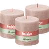 Bolsius - Candela rustica a colonna - 10 x 10 cm - 3 pezzi - colore: Rosa - lunga durata di 62 ore