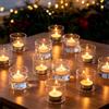 NUPTIO Portacandele Vetro Porta Tealight: Set di 12 in Vetro Trasparente