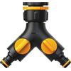 Fiskars Connettore Rubinetto 2 Vie Multi, Con Valvola On/Off, 3 Dimensioni di Filettatura: Ø 21 mm (1/2), Ø 26,5 mm (3/4) e Ø 33,3 mm (1), 85 g, Nero/Arancione, 1027061