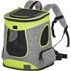 Petsfit Trasportino per Gatti Cani 10kg, Zaino per Gatti con Fascia Toracica e Cintura Trasportino per Cani taglia Piccola, Verde, 34x31.5x44.5 cm