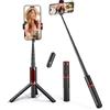 ATUMTEK Selfie Stick Treppiede, Treppiede 3-in-1 Estensibile in Alluminio con Telecomando Bluetooth Wireless, Compatibile con iPhone 17/16/15/14/13/12 mini/11 Pro e Smartphone/Telefono Samsung, Rosso