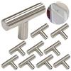 Ziyero 10 Pezzi Forma a T Maniglia Porta Cassetto Maniglia per Porta Monoforo in Acciaio Inossidabile Piccolo e Liscio, Resistente, può Essere Camera da Letto, Bagno, Cucina, Soggiorno Ecc (Argento)