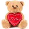 Brubaker Orsacchiotto Orso di Peluche con Scritta Ti Amo su Un Cuore di Peluche - 25 cm di Altezza