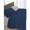 Italian Bed Linen Completo Letto Matrimoniale, Blu Scuro/Grigio, 250 x 300 cm
