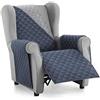 textil-home Textilhome Copridivano Malu 1 Posti con Braccioli - Copripoltrona Relax e Orecchioni Reversibile, Imbottito, Protezione Antigraffio per Divani, Colore Blu