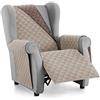 textil-home Textilhome Copridivano Malu 1 Posti con Braccioli - Copripoltrona Relax e Orecchioni Reversibile, Imbottito, Protezione Antigraffio per Divani, Colore Beige