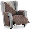 textil-home Textilhome Copridivano Malu 1 Posti con Braccioli - Copripoltrona Relax e Orecchioni Reversibile, Imbottito, Protezione Antigraffio per Divani, Colore Marrone