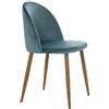 DRW Set di 4 sedie con Gambe in Metallo Velluto Marrone e Blu, 45 x 49 x 80 cm, 46 cm, 45 x 49 x 80 cm, Seduta 46 cm