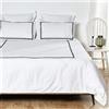 HOGARYS - Set copripiumino per letto da 150 cm (240 x 220 cm), con 2 federe (50 x 75 cm), 100% cotone (percalle 150 fili), Tap grigio
