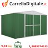 Box in Acciaio Zincato Casetta da Giardino in Lamiera 3.60 x 2.60 m x h2.12 m - 130 KG - 9,36 metri quadri - VERDE
