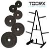 TOORX Kit pesistica Extra-Heavy con 110 kg di ghisa nera foro Ø25-26 mm e Rastrelliera porta dischi