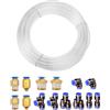 HUAZIZ 6mm OD 4mm ID Aria Pneumatica PU Tubo, 10M Tubo per Aria Poliuretano trasparente + 8 Pcs 6mm 1/4 Pneumatico Connettore Raccordo per Tubo dell'aria Raccordi Innesto Rapido Innesto Connettori