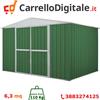 Box in Acciaio Zincato Casetta da Giardino in Lamiera 3.60 x 1.75 m x h2.12 m - 110 KG - 6.30 metri quadri - VERDE