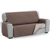 TEXTIL-HOME Textilhome Copridivano Malu 3 Posti 160 cm Imbottito Reversibile Marrone