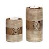 DRW GH31190C - Set di 2 portacandele in Ceramica, 7,5 x 7,5 x 10, 7,5 x 7,5 x 15 cm, Colore: Marrone