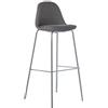 DRW Set di 2 sgabelli in Polipropilene + Tessuto e Metallo in Grigio e Cromato 39 x 46 x 102 cm, H. Seduta 80 cm, 39x46x102cm, Alt. Asiento 80cm