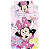 Jerry Fabrics Set biancheria da letto Disney Minnie Mouse Butterfly Flowers 100 x 135 piumone + cuscino 40 x 60 cm, 100% cotone