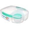 Sistema To Go portavivande con tre scomparti e vasetto per lo yogurt | Contenitore per alimenti impilabile ed ermetico da 2 l | Senza BPA | Verde menta