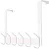YUMORE Appendiabiti da Porta con 12 Ganci, Appendiabiti sopraporta in Acciaio Inox Ganci Porta Attaccapanni Portasciugamani per Cucina Ufficio Bagno, senza forare, Bianco, Porta 4,5 cm