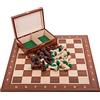 SQUARE GAME SQUARE - Pro Scacchi in legno Set No 6 - MOGANO + 2 x Extra Donna - Scacchiera in legno + Staunton 6