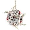DRW Palla di Natale sospesa in Legno Grigio Bianco e Rosso