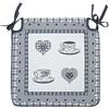 Deco Mex ECG32639 CORI - Cuscino per sedia in poliestere, acrilico, cotone, grigio, blu scuro, 40 x 40 cm
