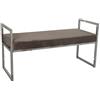 DRW Sgabello Inox Velluto in Acciaio Lucido e Grigio 103 x 41 x 54 cm, Seduta 40 cm