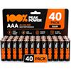 100% PeakPower Pile AAA - Confezione da 40 Batterie Ministilo AAA Alclaine 1,5V LR03| 100% PEAKPOWER