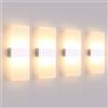 Klighten 4PCS Lampada da Parete Interno 12W Bianco caldo 3000K, Moderno Applique da Parete in Acrilico Perfetto per Camera da Letto, Soggiorno, Bagno, Corridoio, Scale, 780 Lumen