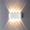 ZIKEY 8W LED Lampada da Parete, Luce Bianca Calda 3000K, Applique da Parete Impermeabile IP65, Up Down, Disponibile Interno ed Esterno, 22cm * 4.5cm * 8cm, Bianco