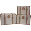 DRW Set di 3 bauli in Ecopelle, Grigio e Marrone, 66 x 48 x 45/60 x 42 x 41/54 x 36 x 37 cm