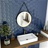 AURLANE Specchio da bagno rotondo - diametro 55 cm - nero opaco e finitura bronzo - Circle Horus LED
