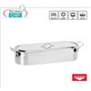 PESCIERA in ACCIAIO INOX con FALSO FONDO FORATO e COPERCHIO, dim.mm.610x190x125h