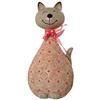 DRW Statuetta di Un Gatto in Resina con Fiocco Rosa 11 x 10,5 x 23 cm
