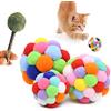 Wudong 3 pezzi di palline colorate per gatti con 1 lecca-lecca di catnip, peluche rimbalzante campana giocattoli interattivi per gatti addestramento del gattino giocando da masticare