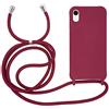 MyGadget Cover con Cordino per Apple iPhone XR - Custodia con Corda - Case Opaca Antiurto | Bumper con Laccio | Tracolla - Practical Stylish - Bordeaux