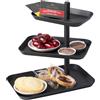 Yamazaki 4281 Alzatina per torta TOWER a 3 livelli, nera, acciaio, design minimalista