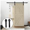 LWZH 7FT/213cm Binario per Porta Scorrevole Kit per Porta Fienile Scorrevole Sospesa,Nero Ruote J-Forma