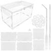 Winterworm Scatola di alimentazione per rettili in acrilico, 20 x 12 x 12 cm, in vetro trasparente, con 2 pinzette dritte e curve per animali domestici, ragni, grilli, lumache, eremiti, granchi, lucertola