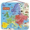 Janod - Carta dell' Europa Magnetica in Legno - 40 Calamite - Puzzle Didattico Geografia - da Appendere al Muro - Versione Tedesca - da 7 Anni in su, J05473