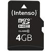Intenso Scheda di memoria microSDHC da 4 GB, Classe 10 (con Adattatore SD)